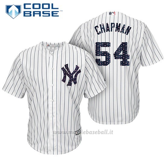 Maglia Baseball Uomo New York Yankees 2017 Estrellas y Rayas Aroldis Chapman Bianco Cool Base
